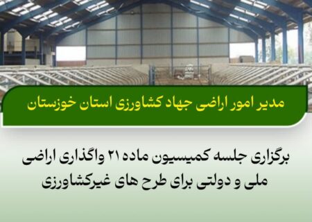 برگزاری جلسه کمیسیون ماده ۲۱ واگذاری اراضی ملی و دولتی برای طرح های غیر کشاورزی